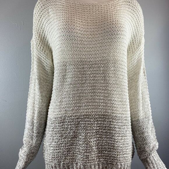 Rdi Open Stitch Pullover Sweater Long Sleeve V-Neck Natural Combo X-Large NEW - Picture 1 of 9